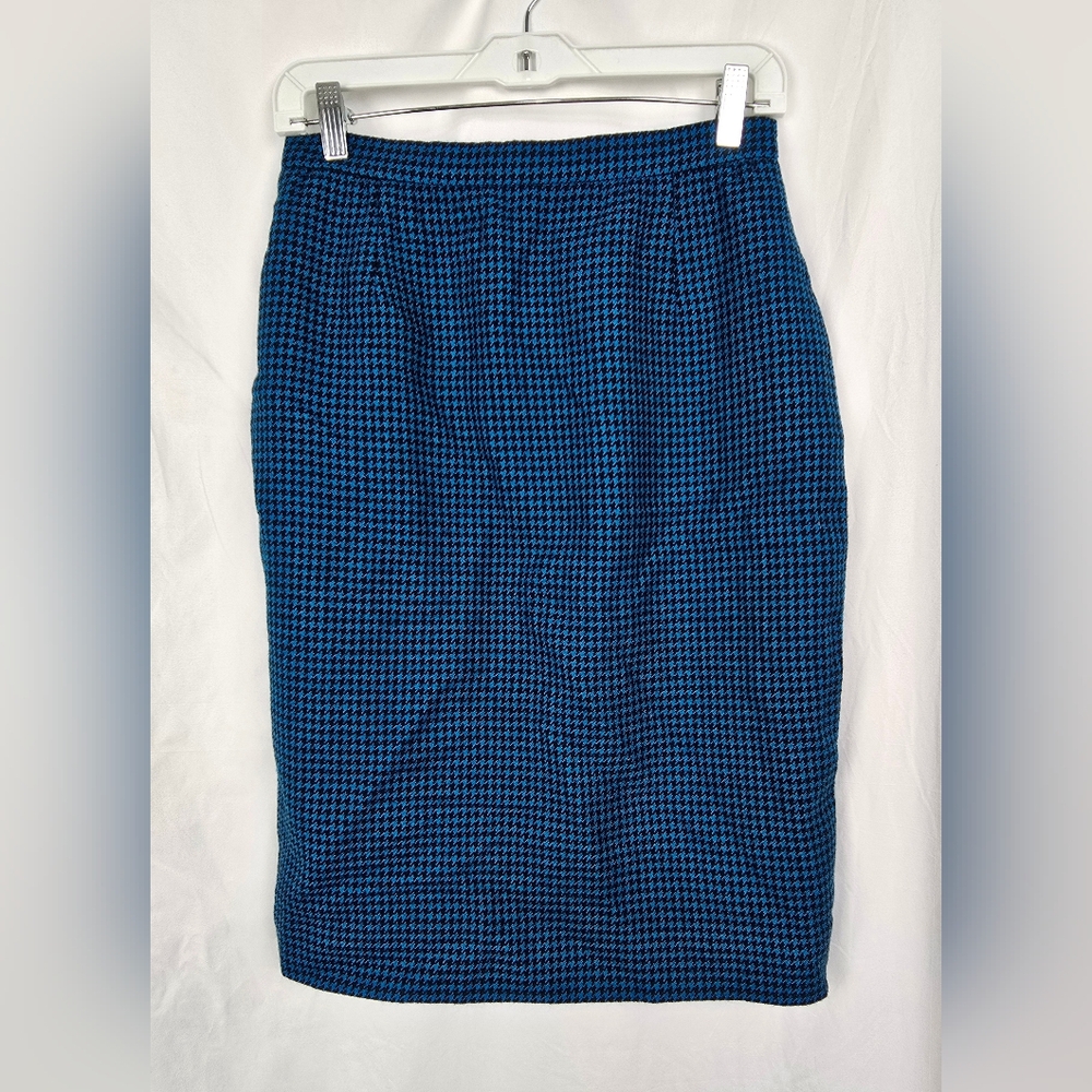 Carlisle Wool Houndstooth Career Secretary Pencil Skirt Retro Y2K Women's sz 8